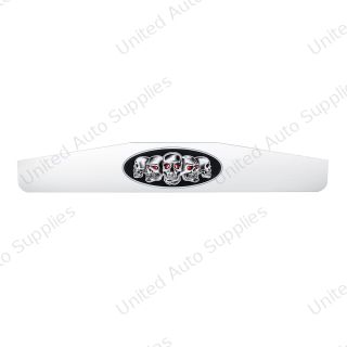4" X 24" Chrome Bottom Mud Flap Weight With Oval Black Skull Emblem