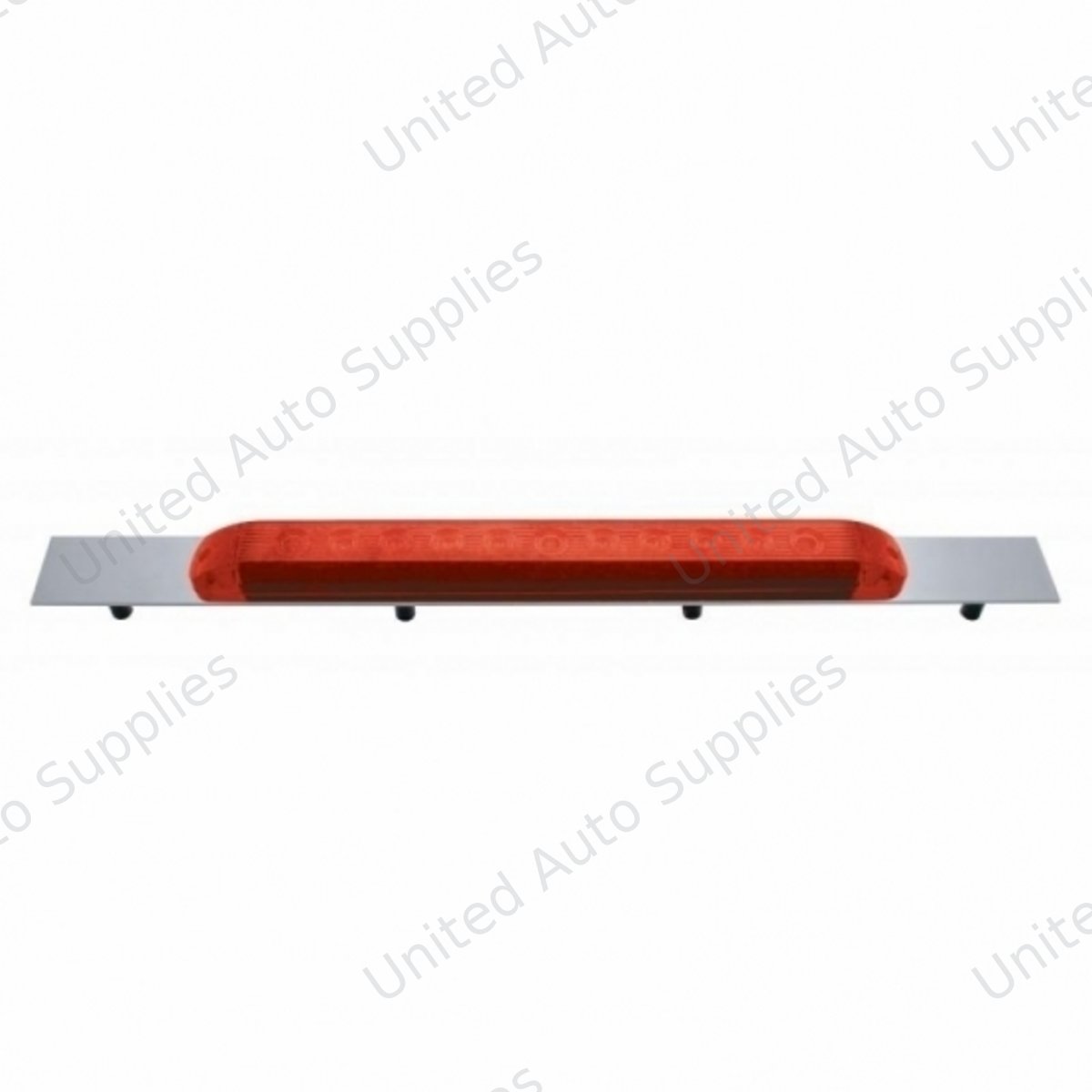 Chrome Top Mud Flap Plate With 11 LED 17" Light Bar - Red LED/Red Lens (Each)