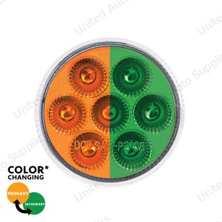 Double Fury 7 LED 2" Round Clearance/Marker Light-Amber & Green LED/Clear Lens