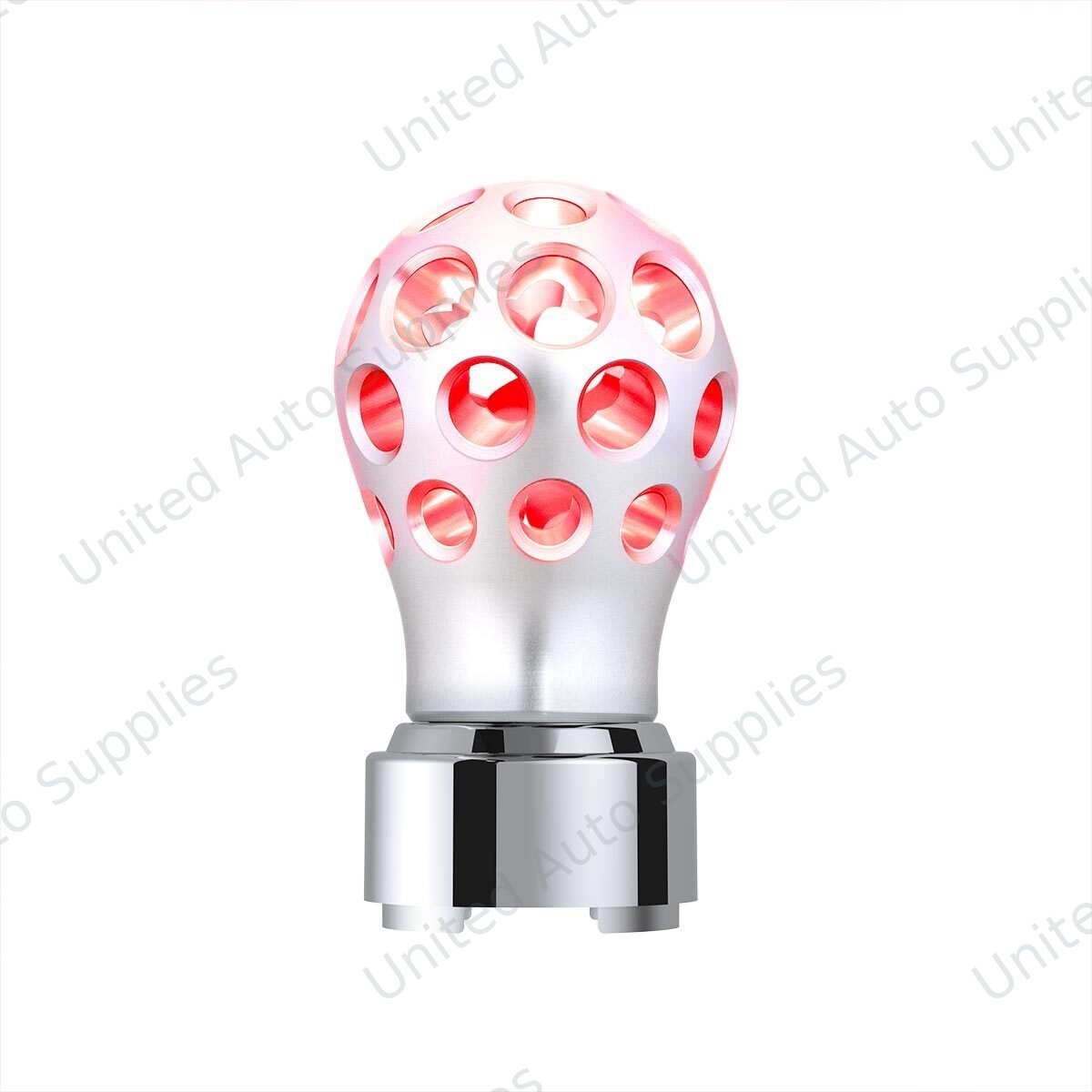 Thread-On Annodized Phoenix Ball Gearshift Knob With LED 9/10 Speed Adapter-Red LED