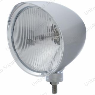 Chrome "Chopper" Headlight With Smooth Visor H4 Bulb
