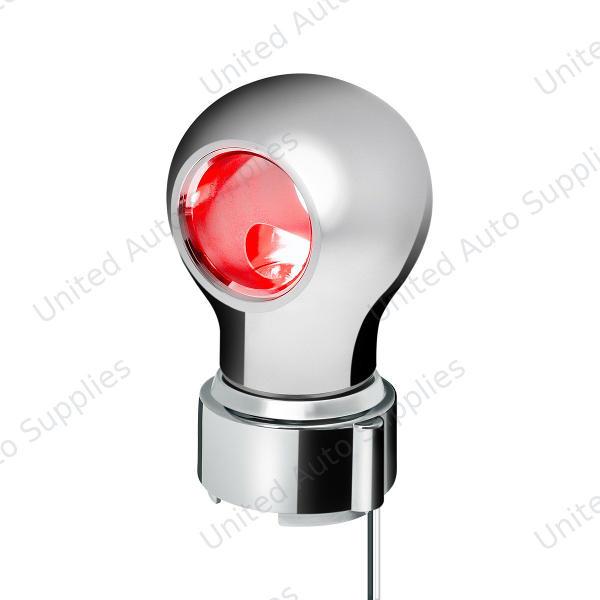 Thread-On Chrome Charlotte Gearshift Knob With LED 9/10 Speed Adapter-Red LED