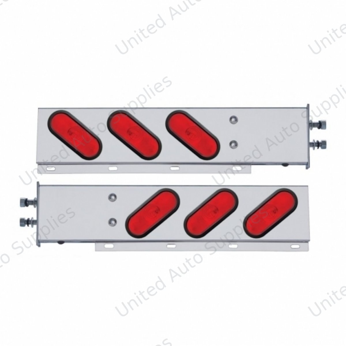 2.5" Bolt Pattern Stainless Spring Loaded Light Bar With 6X Oval Lights & Grommets (Pair)