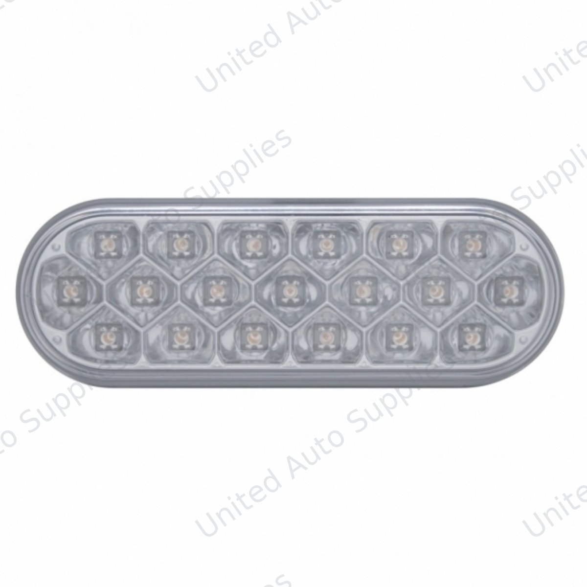 19 LED 6" Oval Reflector Light (Stop, Turn & Tail) - Red LED/Clear Lens