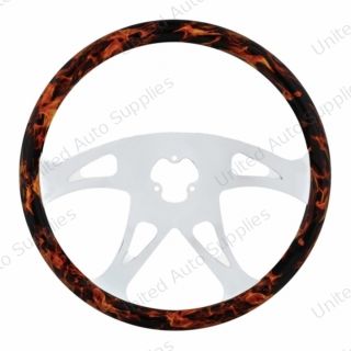18" Flame Steering Wheel With Hydro-dip Finish Wood - Boss