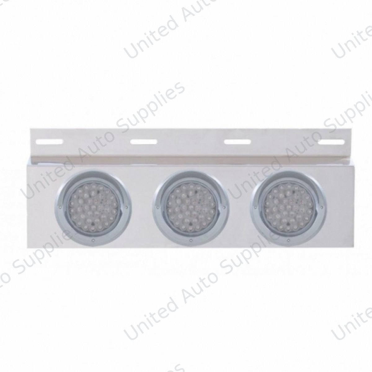 Stainless Top Mud Flap Plate With 3X 36 LED 4" Lights & Visors - Red LED/Clear Lens (Each)
