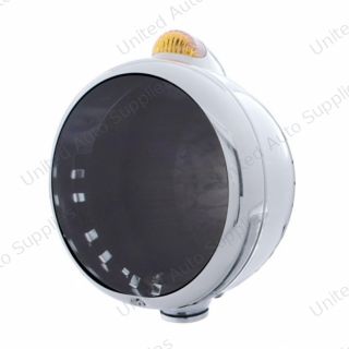 Chrome Guide 682-C Headlight No Bulb With Dual Mode LED Signal - Amber Lens