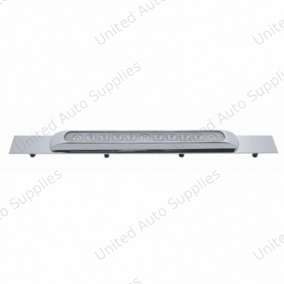 Chrome Top Mud Flap Plate With 11 LED 17" Light Bar & Bezel - Amber LED/Clear Lens (Each)