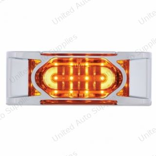 16 LED Reflector Light (Clearance/Marker) With Chrome Bezel - Amber LED/Amber Lens