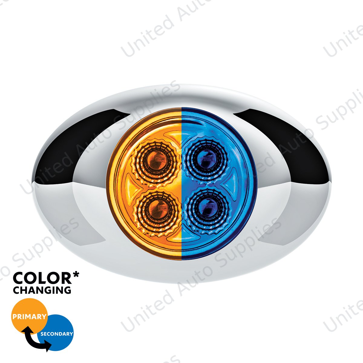 4 LED Double Fury Light (Clearance/Marker)-Amber & Blue LED/Clear Lens