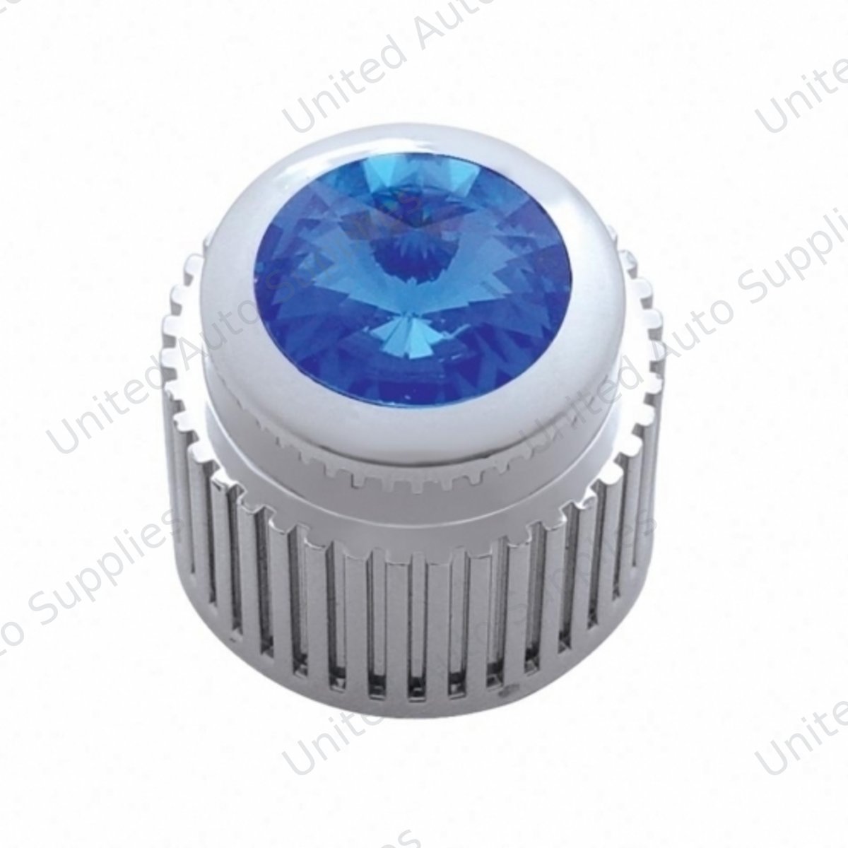 Chrome Plastic Control Knob With Blue Crystal