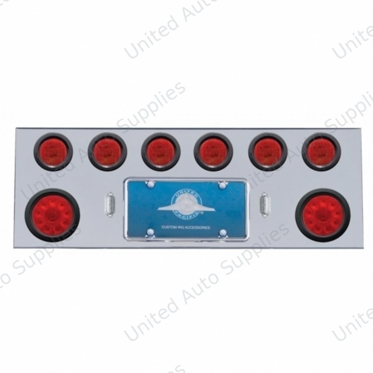 SS Rear Center Panel With 2X 10 LED 4" Lights & 6X 13 LED 2.5" Lights -Red LED & Lens