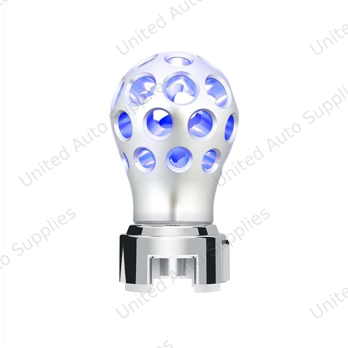 Thread-On Annodized Phoenix Ball Gearshift Knob With LED 13/15/18 Speed Adapter-Blue LED