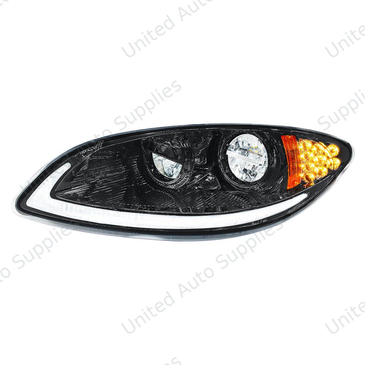 Blackout LED Headlight With LED Light Bar & Turn Signal For 2006-2017 International Prostar-Driver