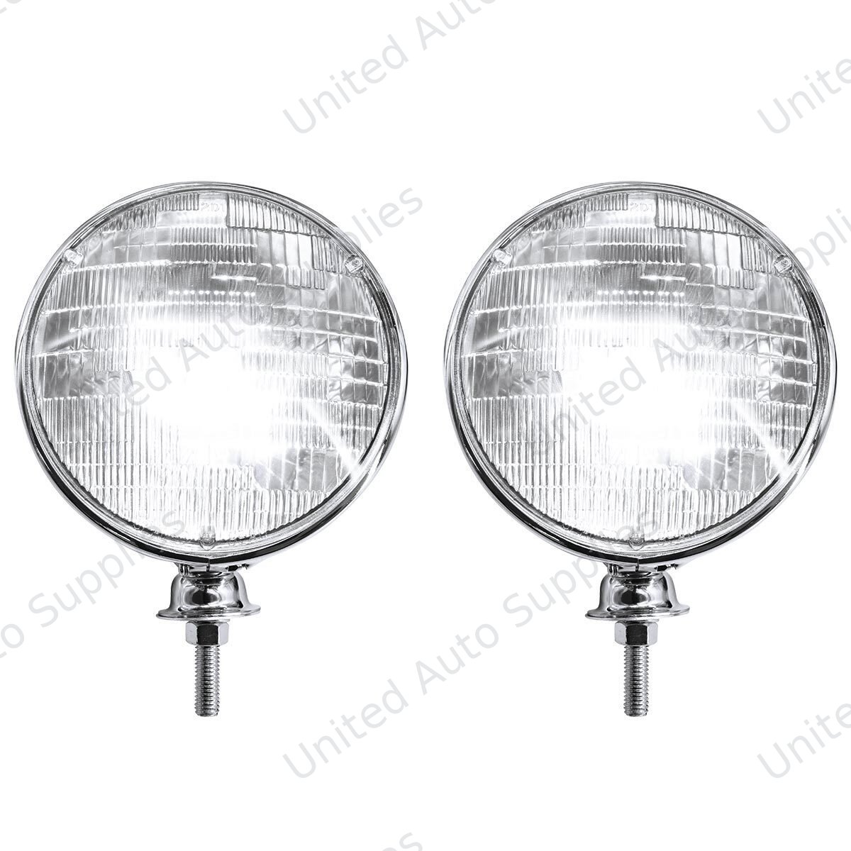 7" Chrome Dietz Style Headlight With 12 Volt 6014 Sealed Beam Bulb