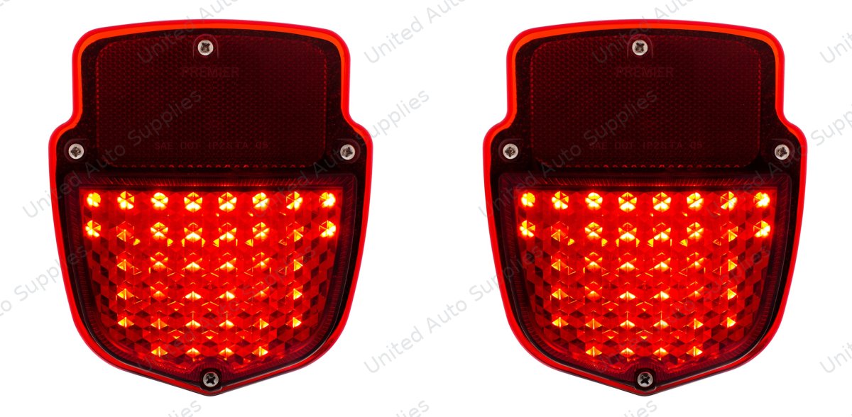 38 LED Tail Light Assembly With 12 LED License Plate Light & SS Housing For 1953-56 Ford Truck - L/H; 38 LED Tail Light Assembly With SS Housing For 1953-56 Ford Truck - R/H (2pcs)