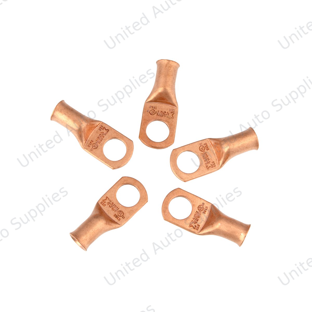 4 AWG 3/8" Stud Seamless Tubular Copper Lug (5-Pack)