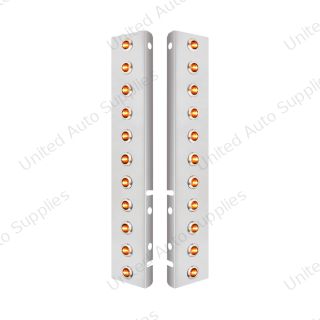 SS Front Air Cleaner Bracket With 22X 3 Amber LED 3/4" Mini Lights & SS Bezels For Peterbilt-Clear Lens