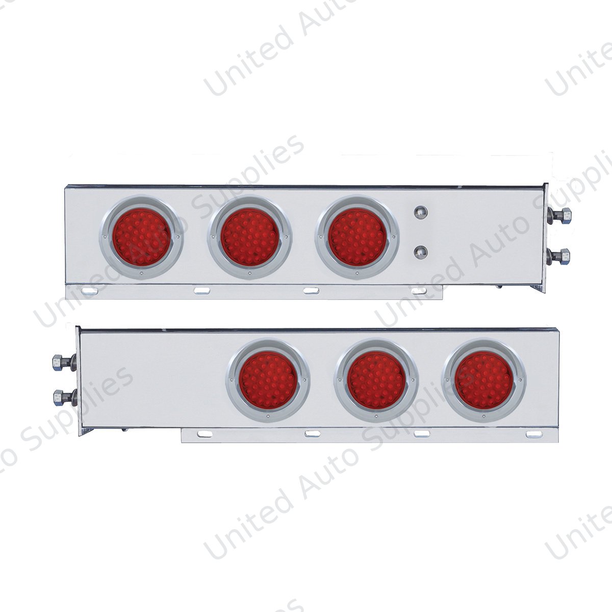 2" Bolt Pattern SS Spring Loaded Bar With 6X 36 LED 4" Lights & Visors -Red LED & Lens (Pair)