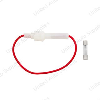 In-Line Glass Fuseholder 16 AWG 6.5" Wire w/ 14 Amp SFE Fuse, 1 Set.