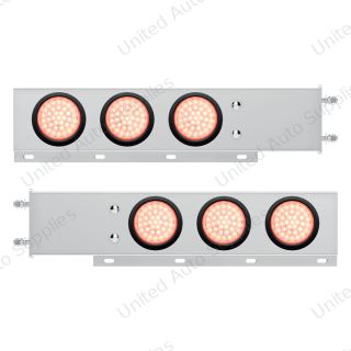 3-3/4" Bolt Pattern Deluxe SS Spring Loaded Bar W/6X 36 LED 4" Light -Red LED/Clear Lens (Pair)