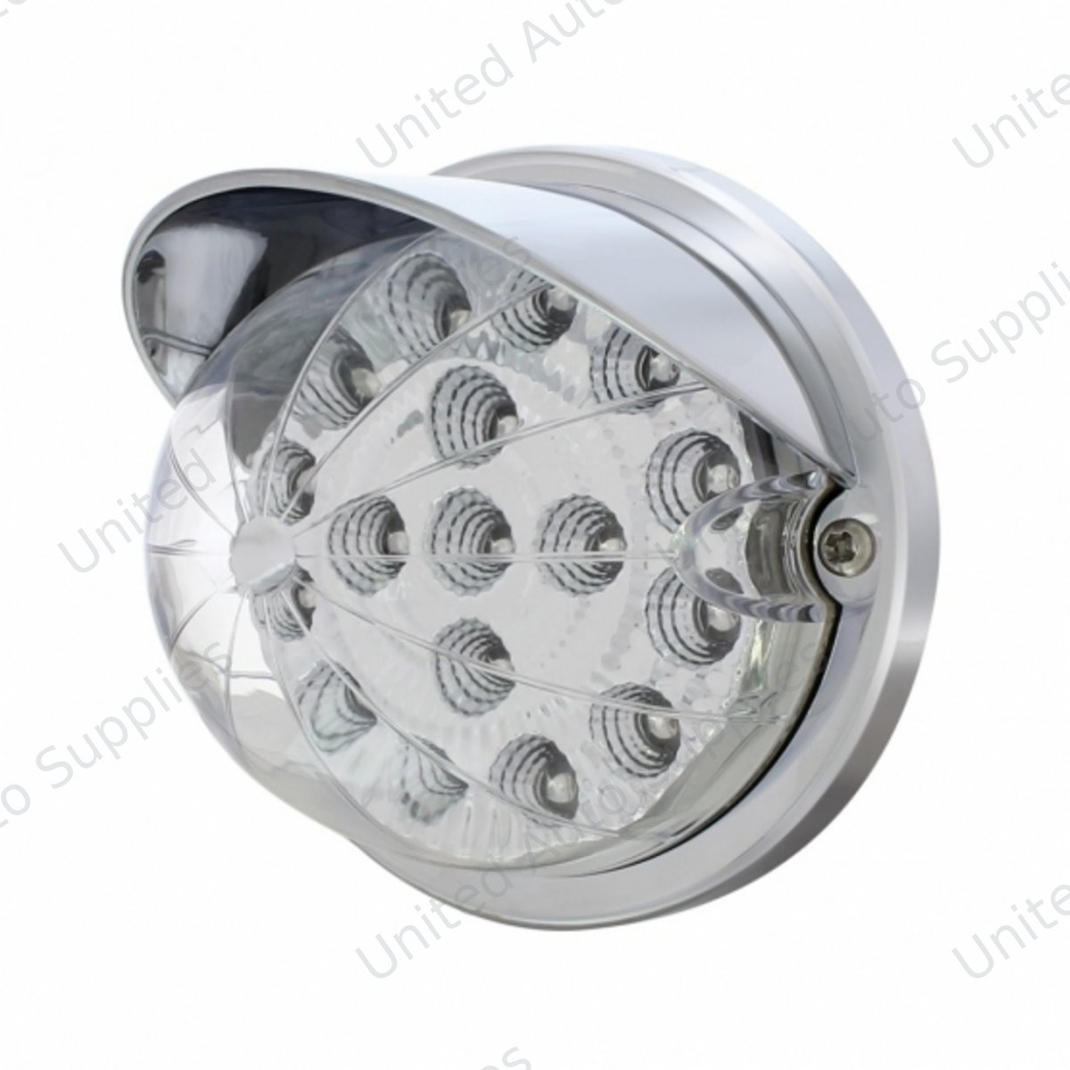 17 LED Watermelon Clear Reflector Flush Mount Kit With Visor - Amber LED/Clear Lens