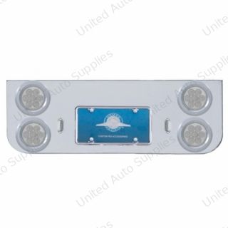 Chrome Rear Center Panel With Four 7 LED 4" Reflector Lights & Bezels - Red LED/Clear Lens