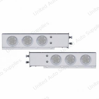 2.5" Bolt Pattern Chrome Spring Loaded Bar With 6X 4" 7 LED Lights & Visors -Red LED/Clear Lens (Pair)