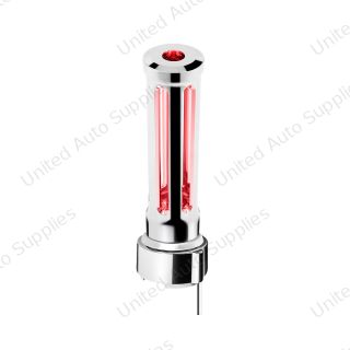 Thread-On Chrome Sonoma Gearshift Knob With LED 9/10 Speed Adapter-Red Crystal/Red LED