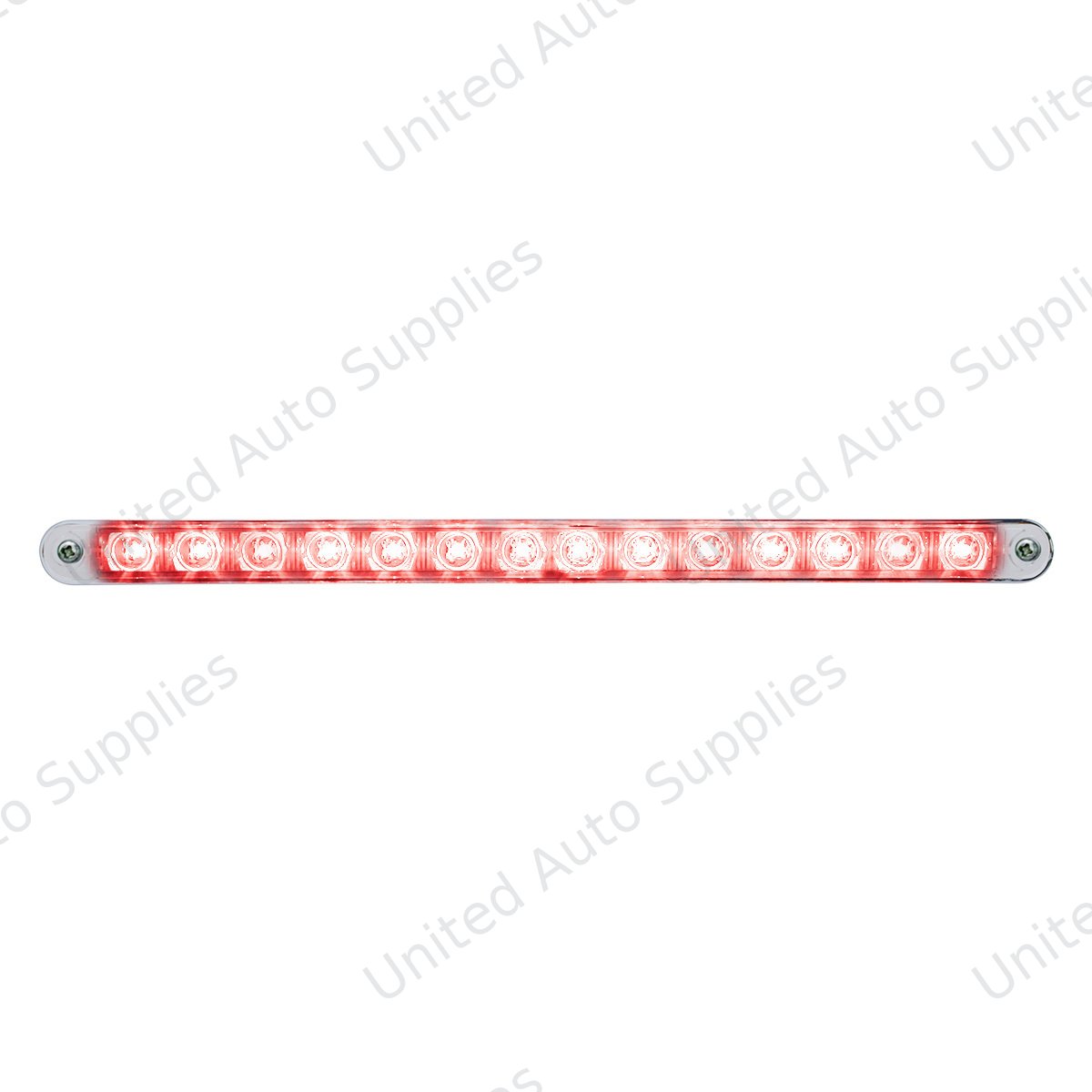 14 LED 12" Auxiliary strip Light With Bezel - Red LED/Chrome Lens
