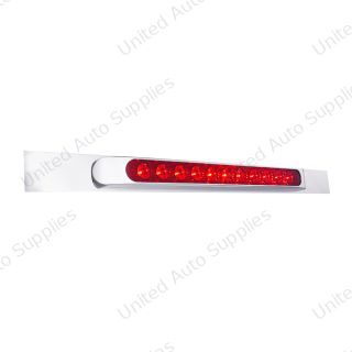 Chrome Top Mud Flap Plate With 11 LED 17" Light Bar & Bezel - Red LED/Red Lens (Each)