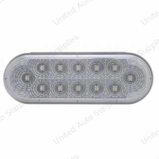 12 LED 6" Oval Reflector Light (Stop, Turn & Tail) - Red LED/Clear Lens