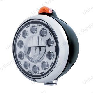 Black Guide 682-C Headlight 11 LED Bulb & Dual Mode LED Signal - Amber Lens