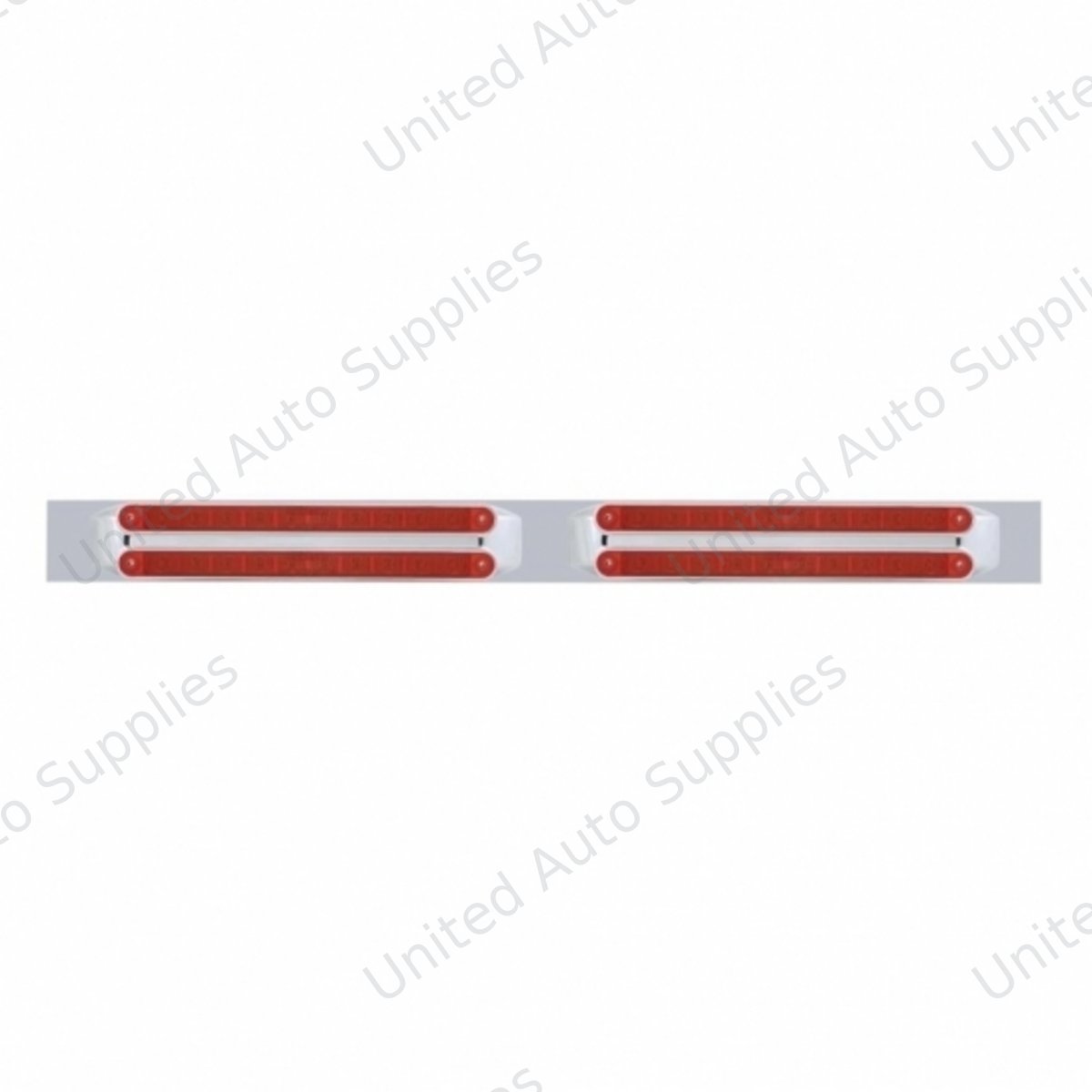 Chrome Top Mud Flap Plate With Four 10 LED 9" Light Bars - Red LED/Red Lens (Each)