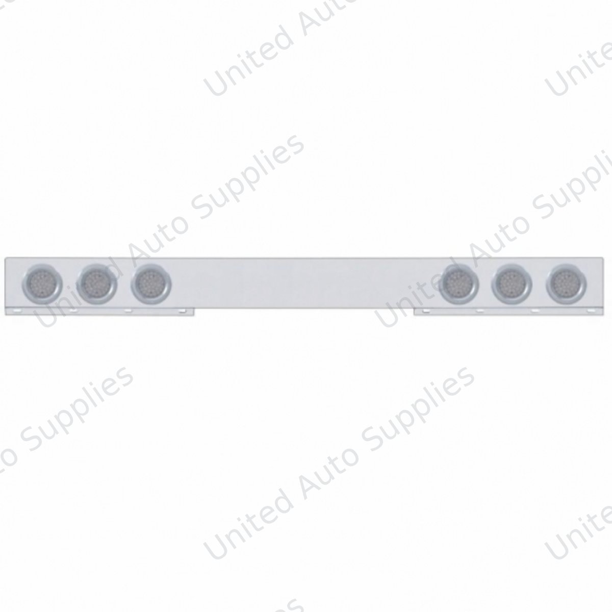 Chrome 1 Piece Rear Light Bar With Six 36 LED 4" Lights & Bezels - Red LED/Clear Lens