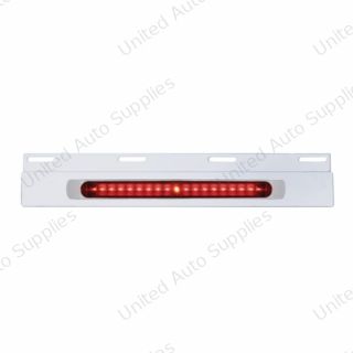 Stainless Top Mud Flap Plate With 19 LED 17" Light Bar & Bezel - Red LED/Red Lens (Each)