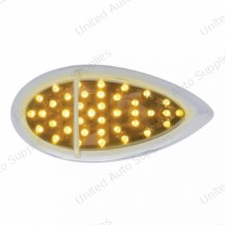 39 LED Flush Mount "Teardrop" Turn Signal Light - Amber LED/Chrome Lens