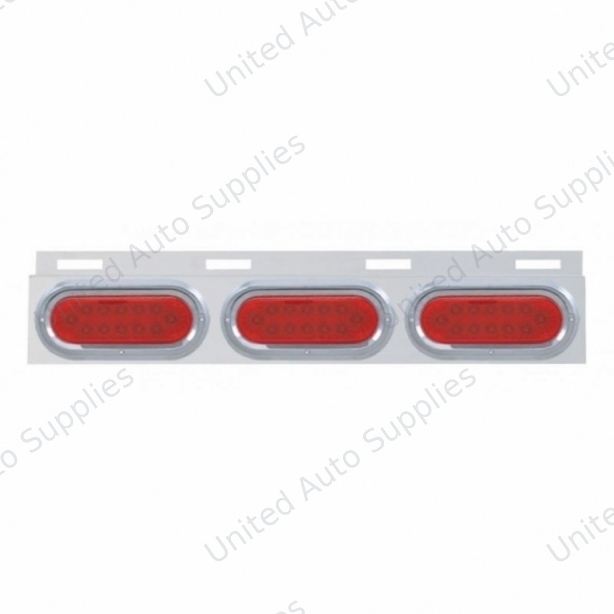 Stainless Top Mud Flap Plate With Three 12 LED Lights & Visor - Red LED/Red Lens (Each)