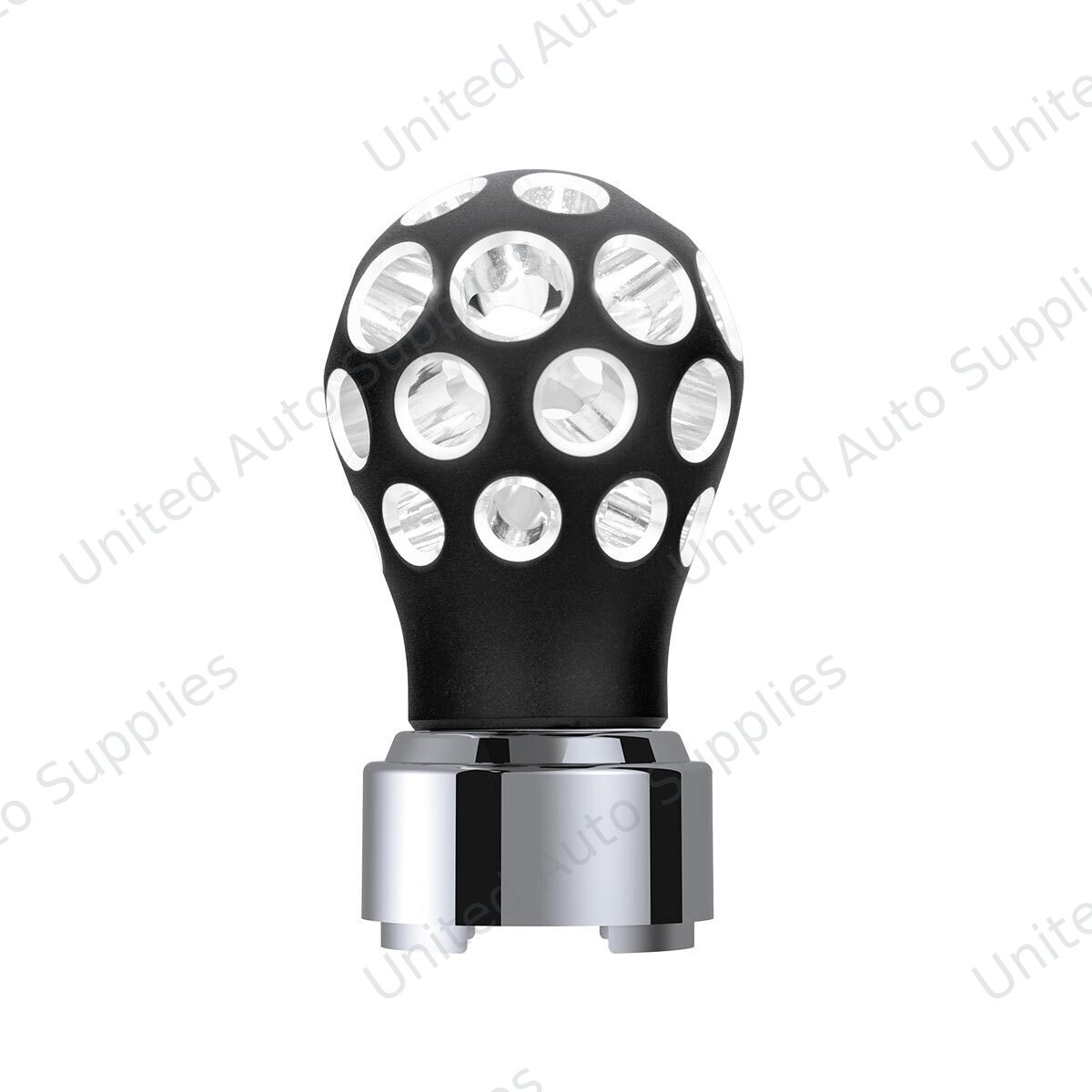 Thread-On Matte Black Phoenix Ball Gearshift Knob With LED 9/10 Speed Adapter-White LED