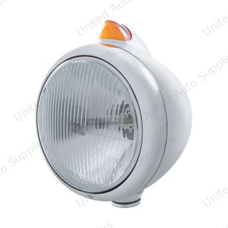Chrome Guide 682-C Headlight H4 & Original Style LED Signal - Amber Lens