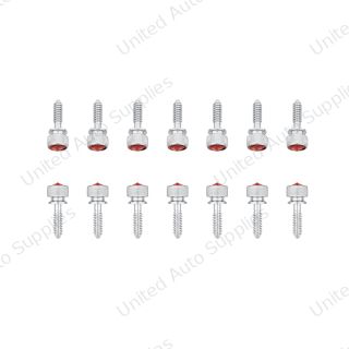 1/4"-20 Knurled Head Dash Screw For Peterbilt - Red Crystal (14-Pack)