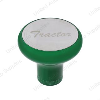 Deluxe Aluminum Screw-On Air Valve Knob With Stainless Tractor Plaque - Emerald Green