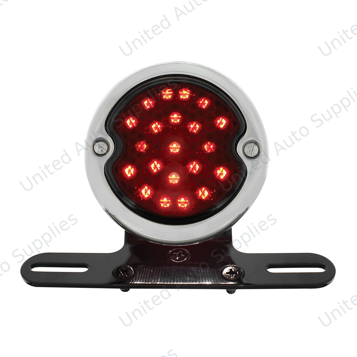 Black Motorcycle Rear Fender LP Bracket With 1933-36 Ford Style LED Tail Light