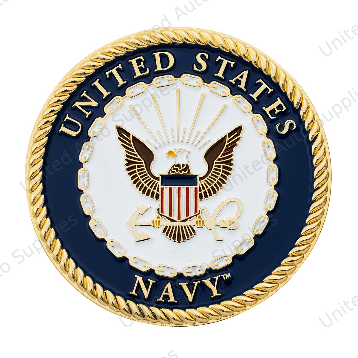 1-3/4" U.S. Military Adhesive Metal Medallion - Navy