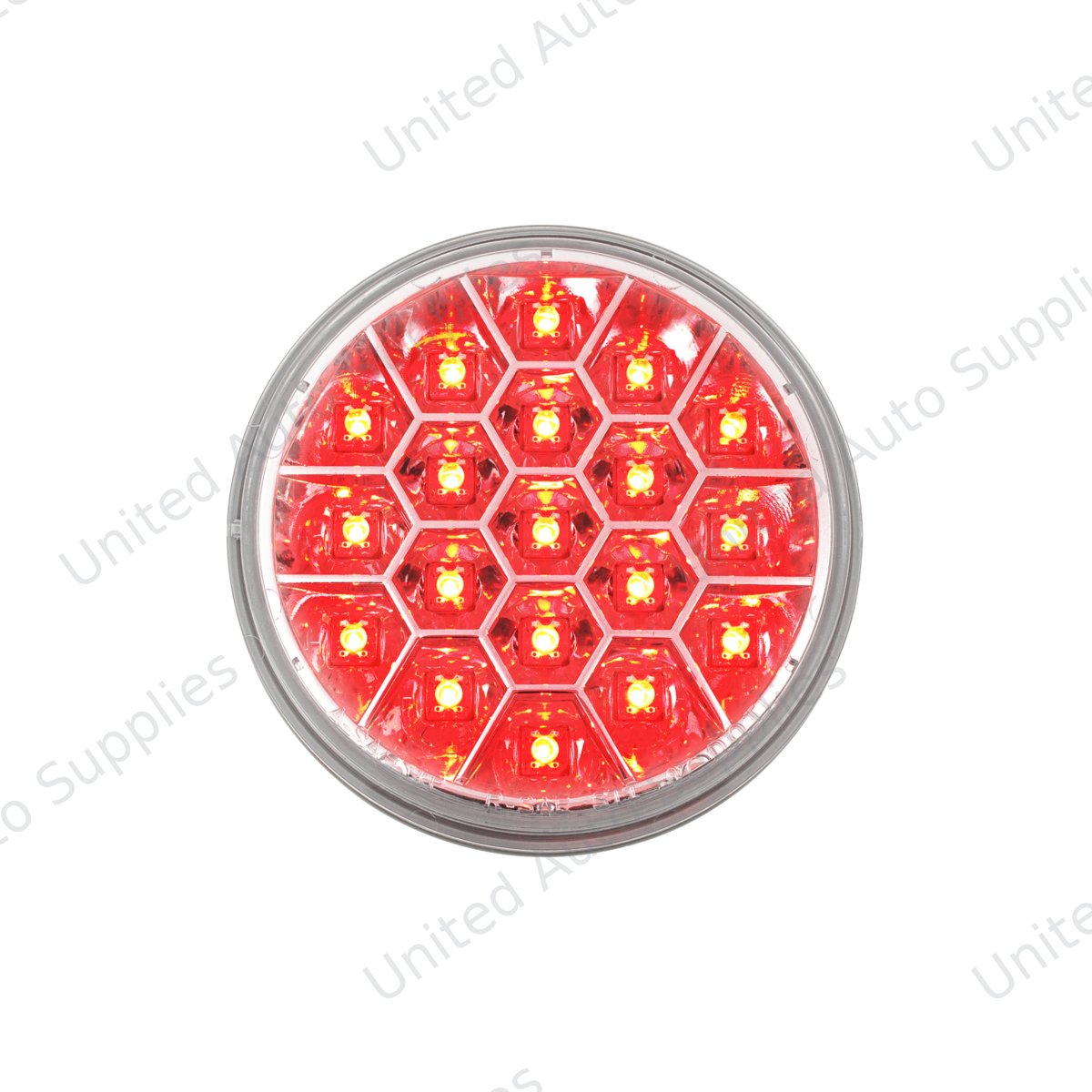 19 LED 4" Round Reflector Light (Stop, Turn & Tail) - Red LED/Clear Lens