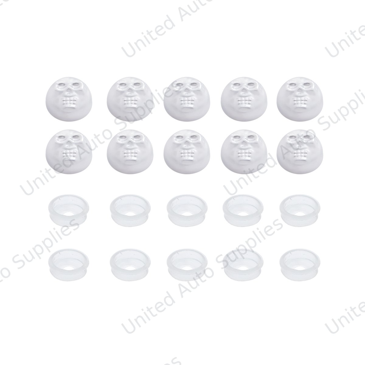 Chrome Plastic Skull Snap-On Cap For #10 And #12 Screws (10-Pack)