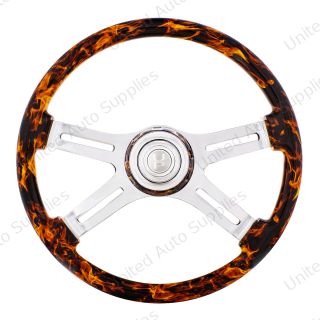 18" Flame Steering Wheel With Matching Flame Bezel