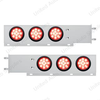 3-3/4" Bolt Pattern Deluxe SS Spring Loaded Bar W/6X 12 LED 4" Light -Red LED & Lens (Pair)