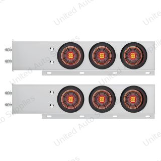 2.5" Bolt Pattern SS Spring Loaded Bar With 6X 4" 13 LED Abyss Lights - Red LED/Clear Lens (Pair)
