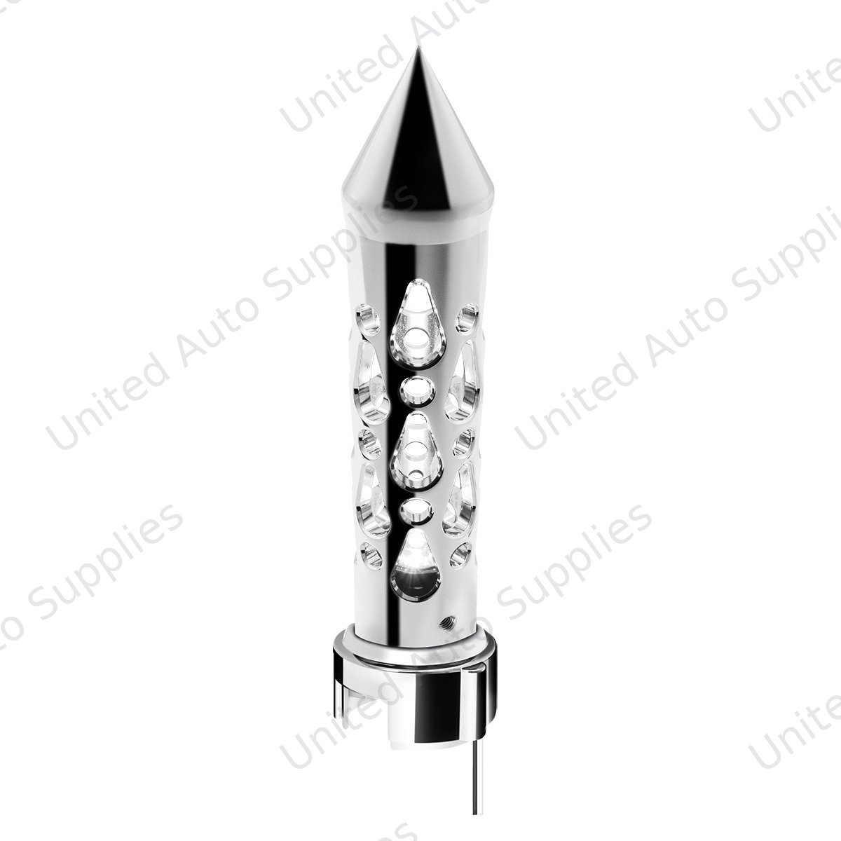 Brooklyn Spike Gearshift Knob With LED 13/15/18 Speed Adapter - Chrome/White LED